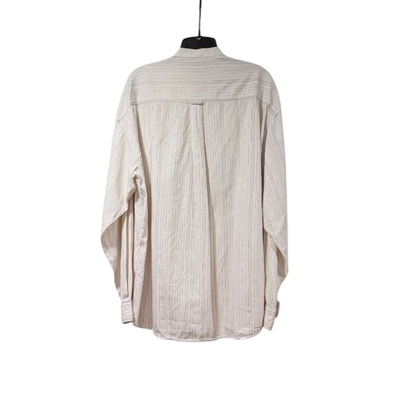 Salty Dog White Pin Striped Pocketed Long Sleeve Button Up Shirt Sz 16 - Picture 2 of 9